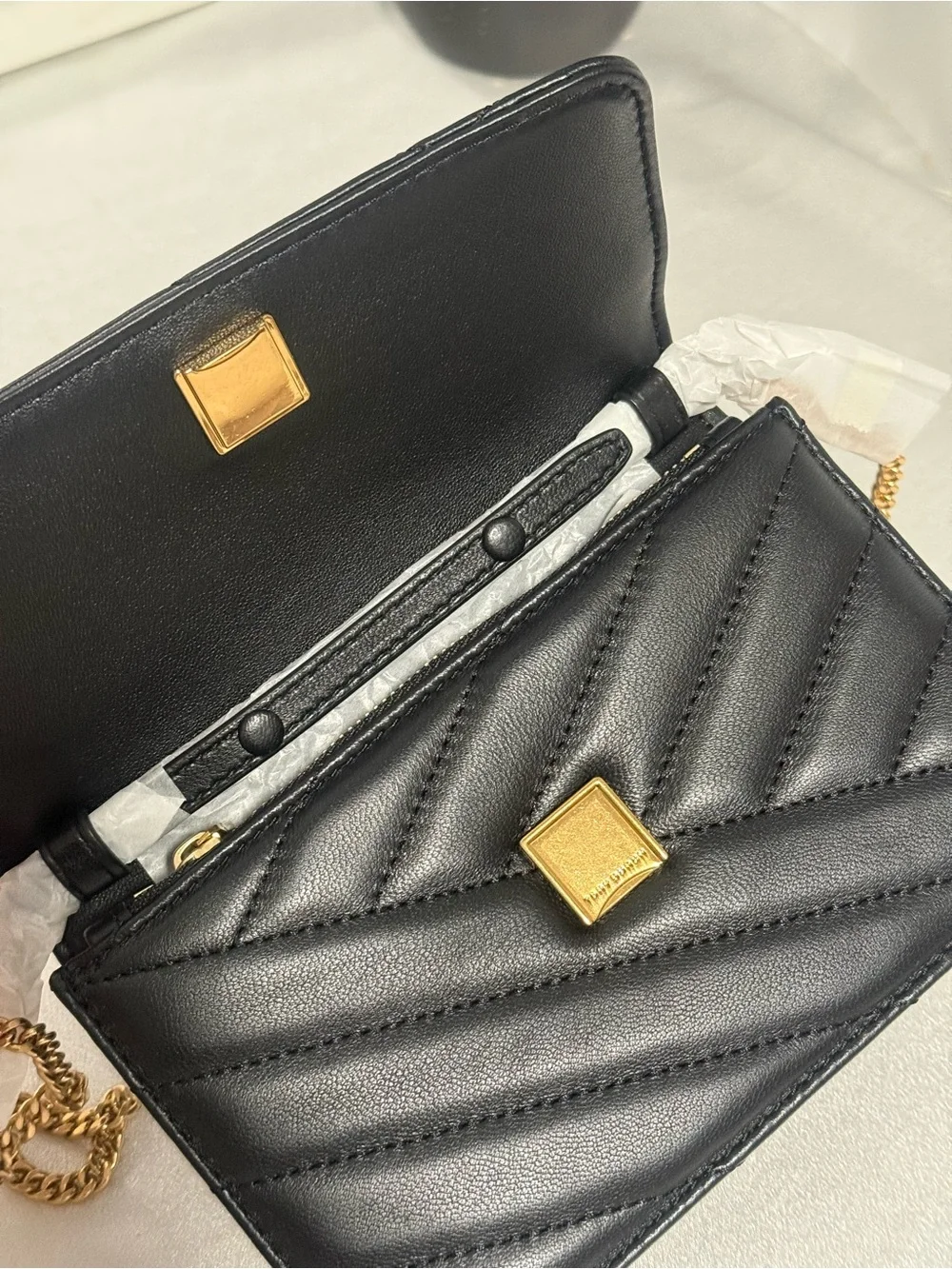 Brand new tag/Tory Burch Kira mini quilted leather tote bag, black